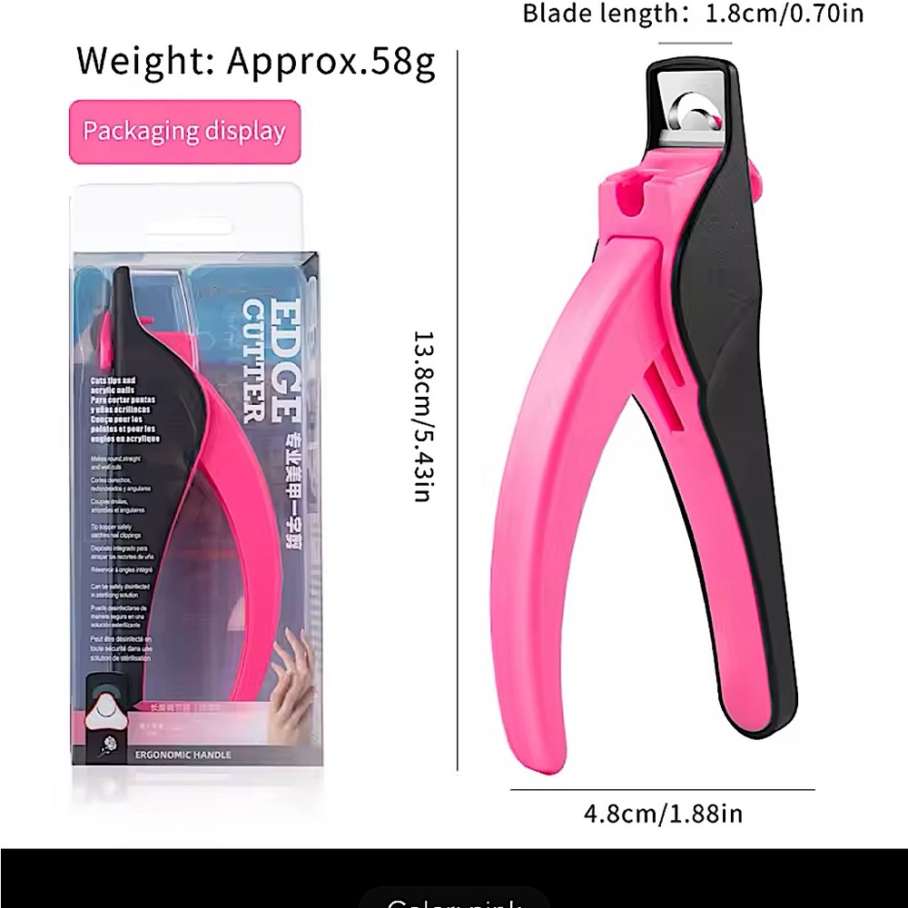 Pink/Black Nail Tip Cutter Clippers with nail clip catcher!